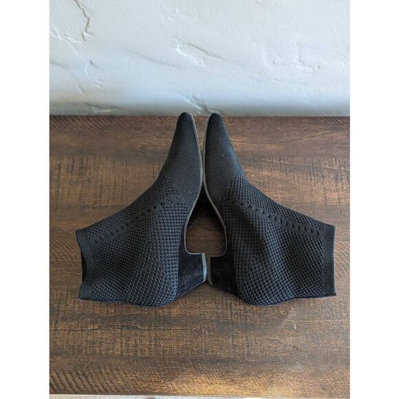 Eileen Fisher Purl Sock Pull On Recycled Stretch Knit Black Booties - Size 7 - Picture 6 of 8